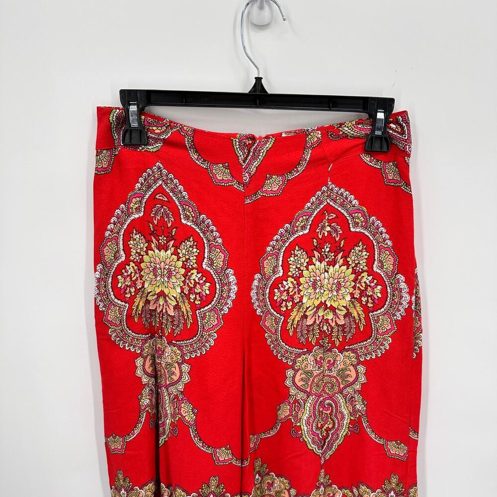 ANTHROPOLOGIE ETT:WA Red Print Manon Wide Leg Flared Pant // 2 - Picture 4 of 15
